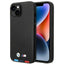 BMW Leather Hot Stamp Tricolor – dėklas iPhone 14 Plus (juodas)