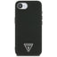 Guess Grained Triangle MagSafe – dėklas iPhone 16e (juodas)