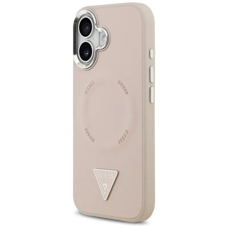Guess Triangle Logo MagSafe – Dėklas iPhone 17 (Rožinis)