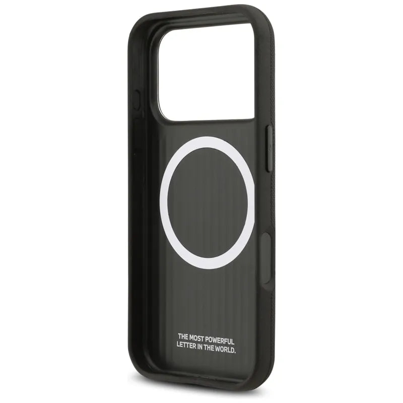 BMW M FW Metal Logo MagSafe – Dėklas iPhone 17 Pro (juodas)