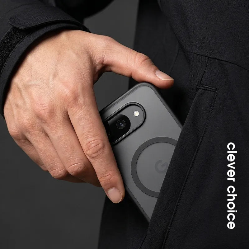 Crong Hybrid Matte Magnetic – MagSafe dėklas, skirtas Google Pixel 10a (juodas)