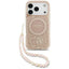 Guess IML Flowers Electro Pearl Strap MagSafe – dėklas iPhone 17 Pro (rožinis)