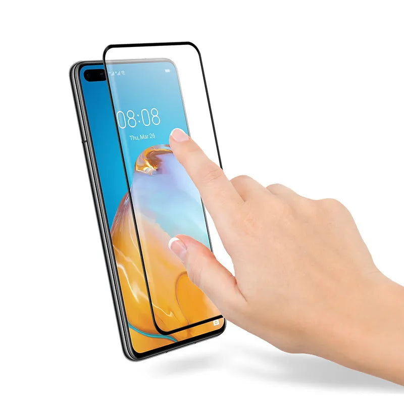 Crong 3D Armor Glass – 9H grūdintas stiklas visam Huawei P40 ekranui + montavimo rėmelis