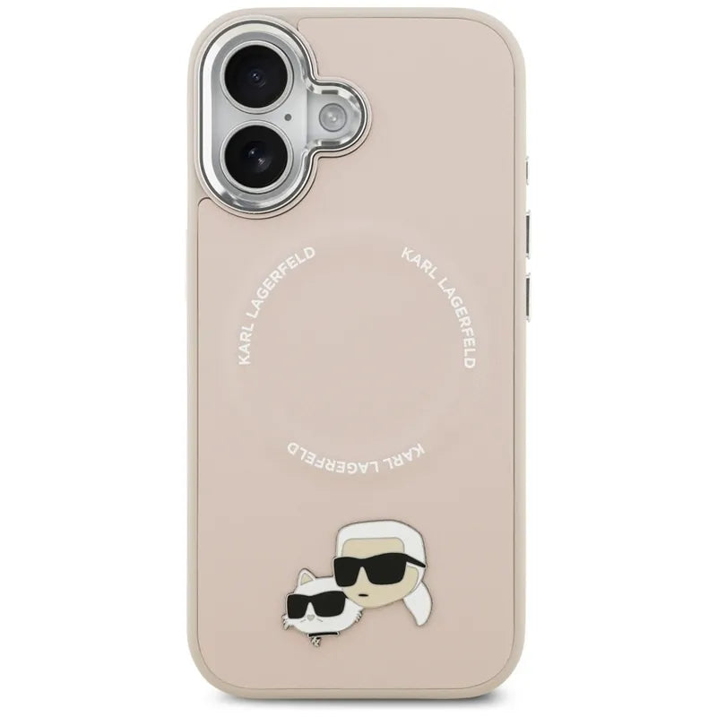Karl Lagerfeld Karl & Choupette Pins MagSafe – dėklas iPhone 17 (rožinis)