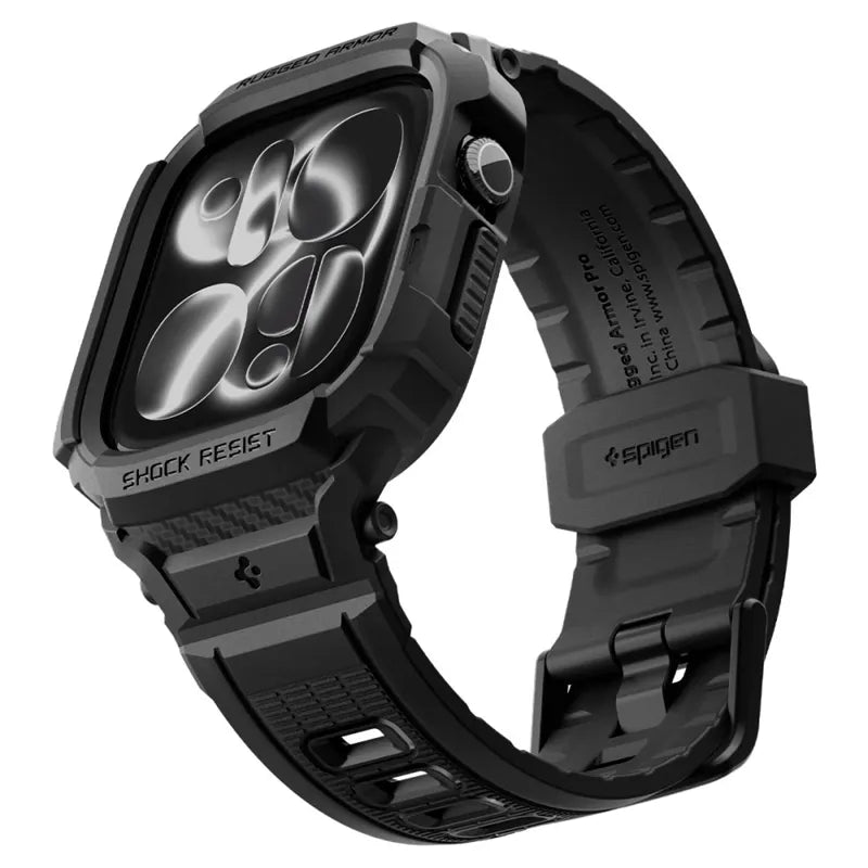 „Spigen Rugged Armor Pro“ – apyrankė su dėklu, skirta „Apple Watch 12“, 42 mm (matinė juoda)