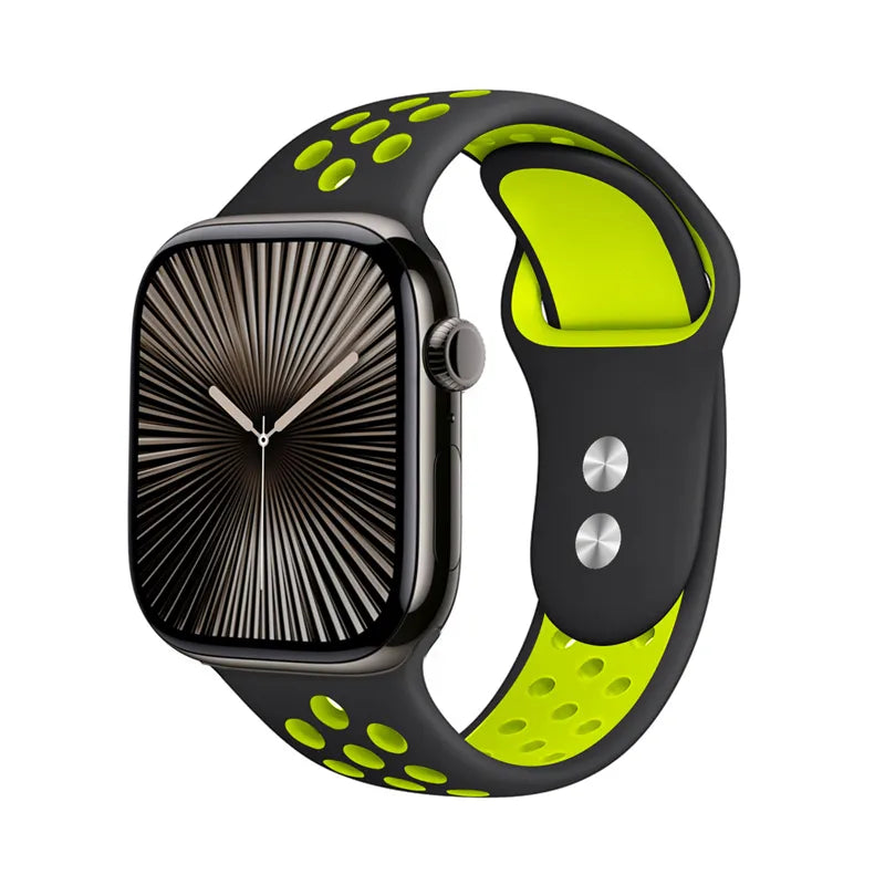 Crong Duo Sport – Apple Watch apyrankė 38/40/41/42 mm (juoda/laimo)