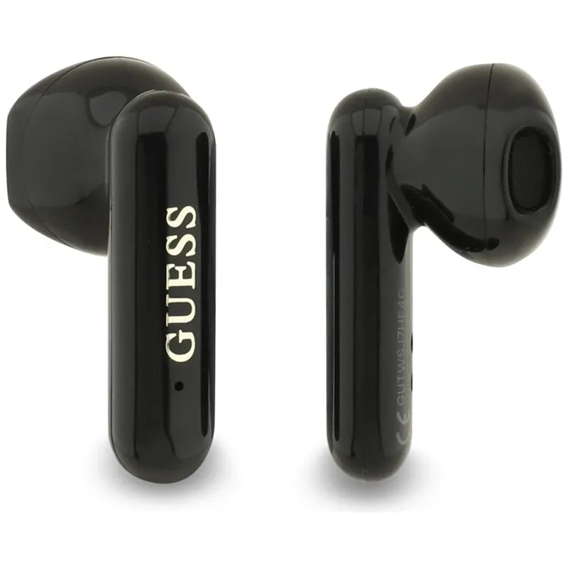 Guess 4G Metal Logo – TWS Bluetooth ausinės + įkrovimo dėklas (juodos)