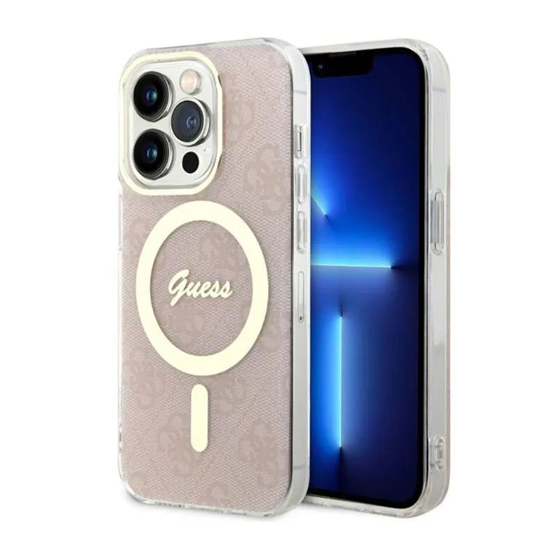 Guess 4G MagSafe – Dėklas iPhone 14 Pro (rožinis)