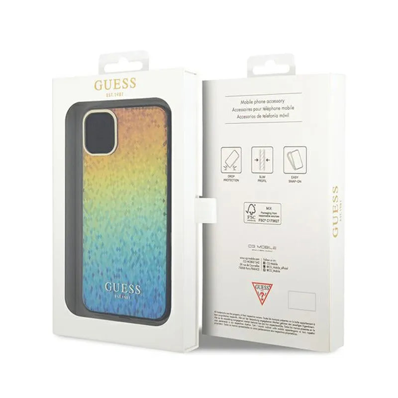Guess IML Faceted Mirror Disco Iridescent – dėklas iPhone 11 (vaivorykštinis)