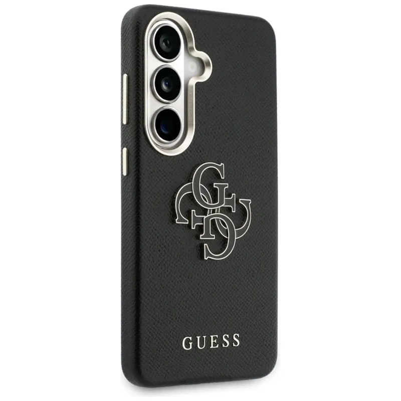 Guess Grained Big 4G Metal Logo – Samsung Galaxy S26 dėklas (juodas)