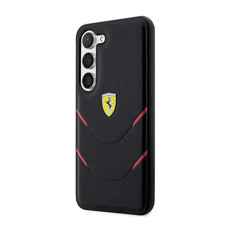 Ferrari Hot Stamp Lines dėklas, skirtas Samsung Galaxy S23+ (juodas)
