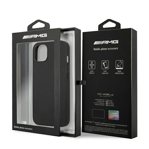 AMG Leather Hot Stamped – dėklas iPhone 14 (juodas)