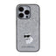 Karl Lagerfeld Fixed Glitter Choupette Logo Metal Pin - dėklas iPhone 15 Pro Max (sidabrinis)