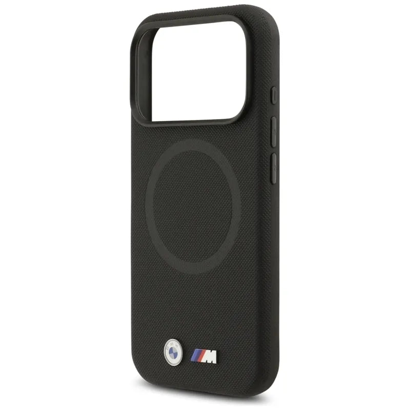 BMW M FW Metal Logo MagSafe – dėklas iPhone 17 Pro Max (juodas)