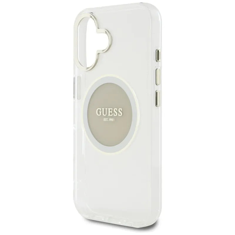 Guess IML Metal Colored Circle Classic Logo MagSafe – dėklas iPhone 16 (pilkas)