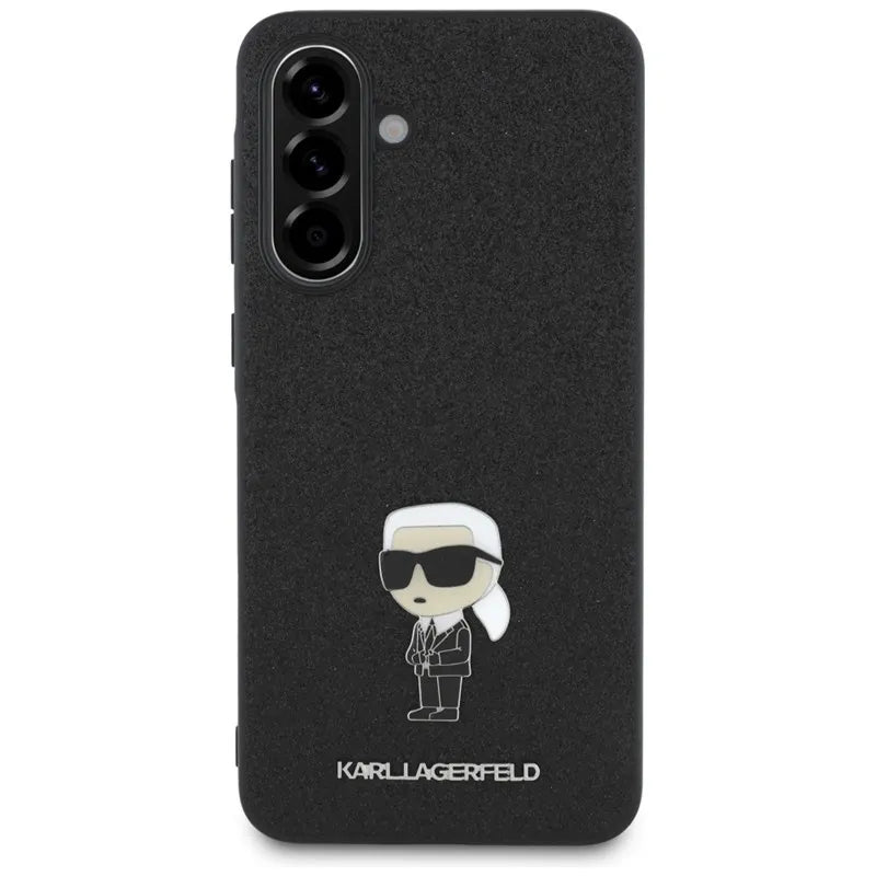 Karl Lagerfeld Fixed Glitter Ikonik Logo Metal Pin – dėklas Samsung Galaxy A56 5G (juodas)