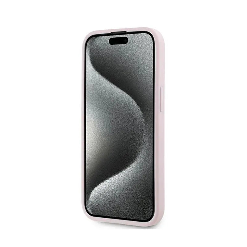 Karl Lagerfeld Diagonal Quilted Script – Dėklas iPhone 15 / 14 / 13 (rožinis)