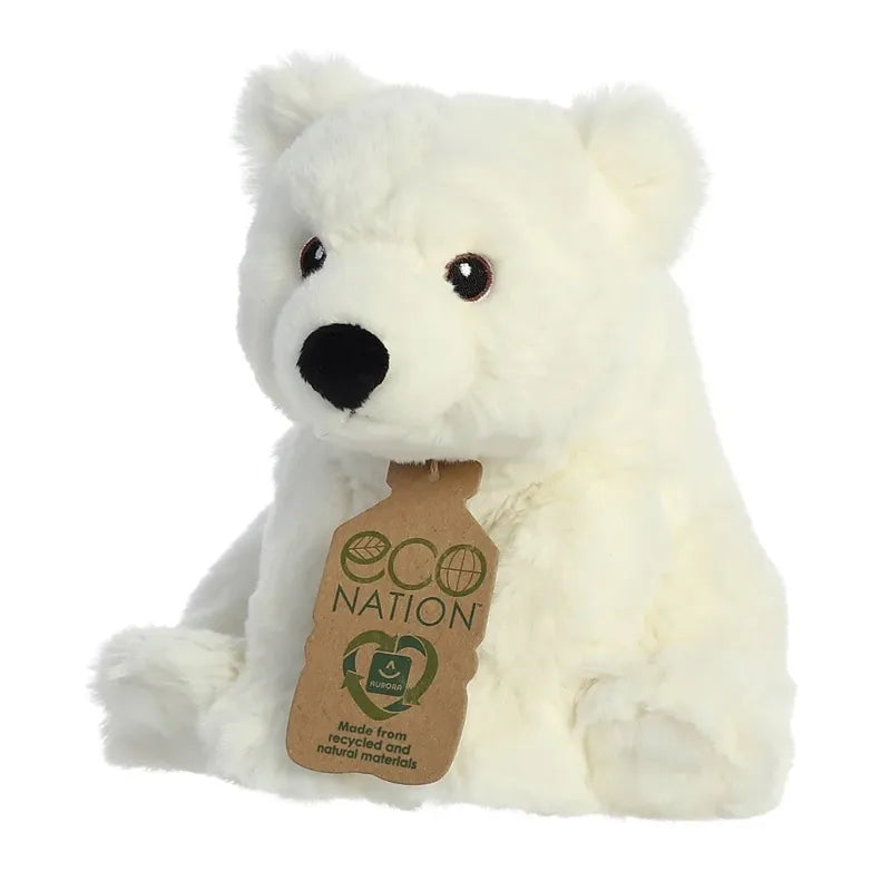 Eco Nation – Pliušinis žaislas / Sėdintis poliarinis lokys 19 cm ekologiškas