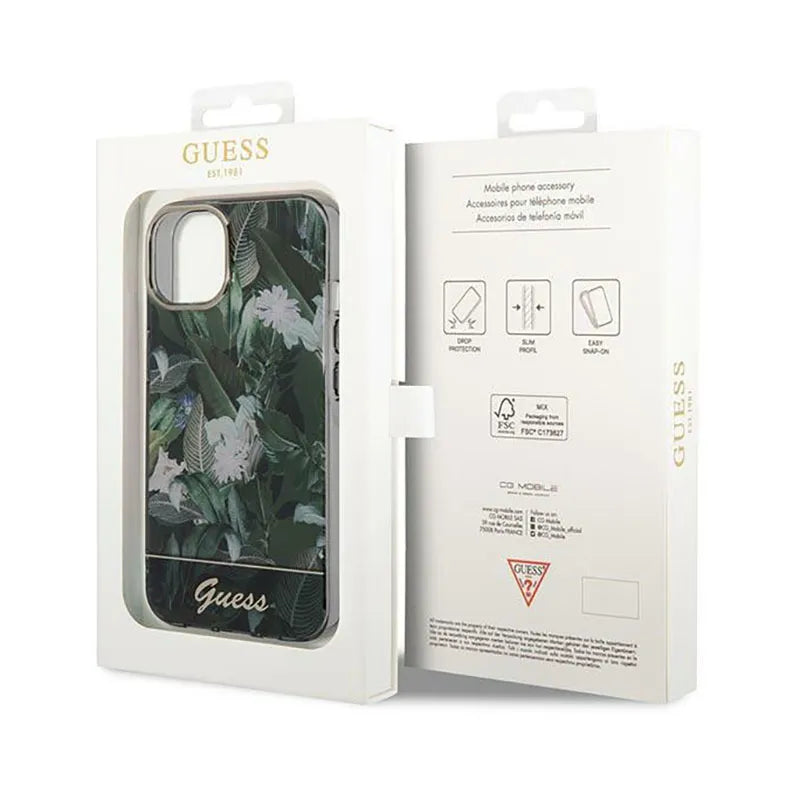 „Guess Jungle Case“ – dėklas „iPhone 14 Plus“ (žalias)