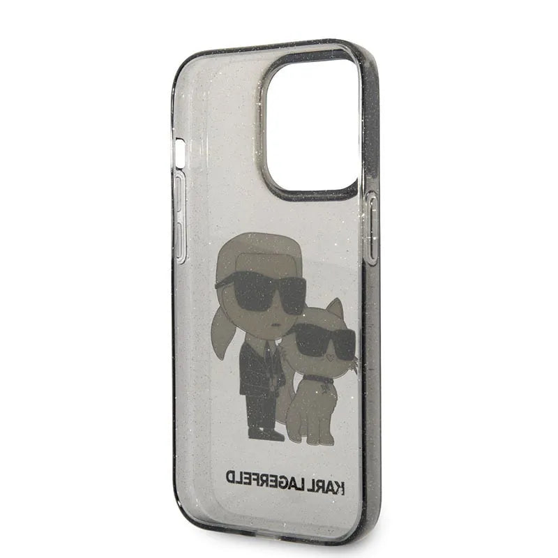 Karl Lagerfeld IML Glitter NFT Karl & Choupette – Dėklas, skirtas iPhone 14 Pro Max (Juodas)