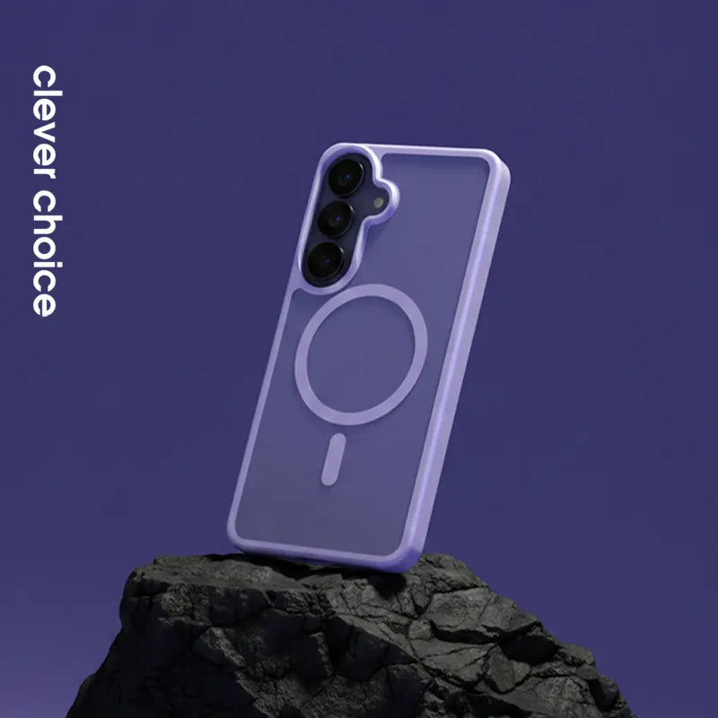 Crong Hybrid Matte Magnetic – MagSafe dėklas Samsung Galaxy A37 / A36 (levandų spalvos)