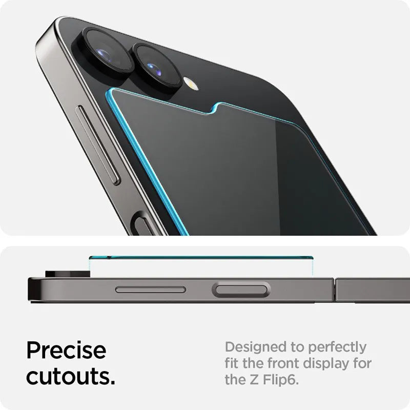 Spigen Glas.TR EZ Fit 2 pakuotė - grūdintas stiklas Samsung Galaxy Z Flip 6 / 7 FE telefonams (2 vnt.)
