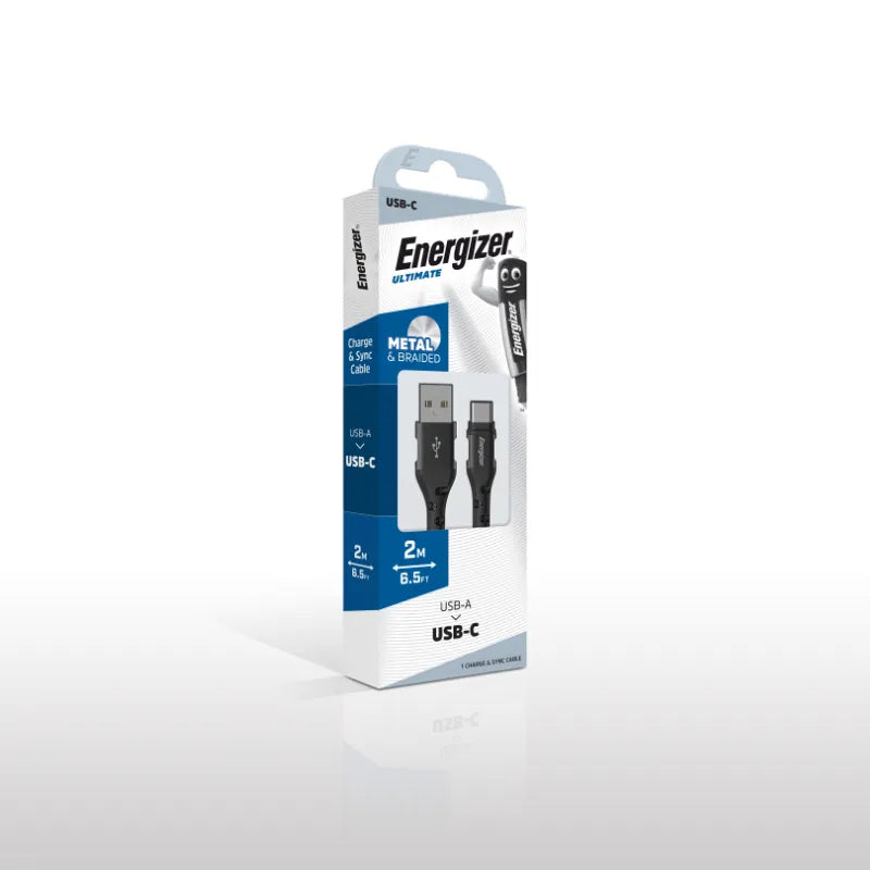 Energizer Ultimate – USB-A į USB-C jungiamasis laidas 2m (juodas)