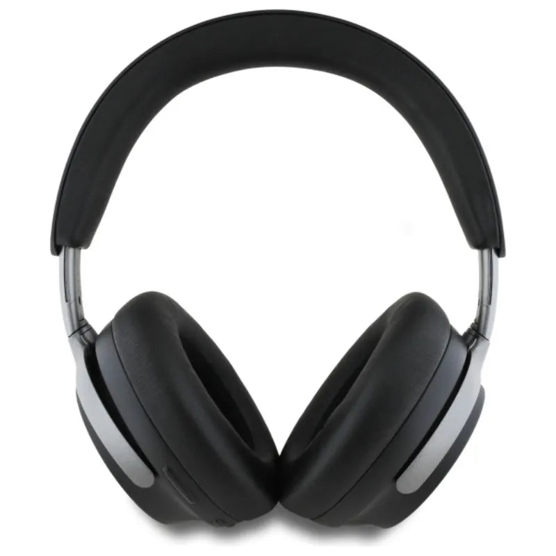 Guess Metal Script Logo – belaidės ant ausų dedamos „Bluetooth“ ausinės ANC + ENC (juodos)