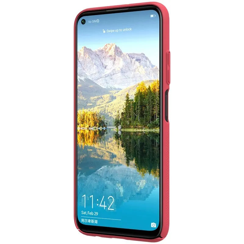 Nillkin Super Frosted Shield - dėklas Huawei P40 Lite / Nova 7i / Nova 6 SE (ryškiai raudonas)