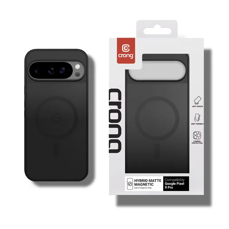 Crong Hybrid Matte Magnetic – MagSafe dėklas, skirtas Google Pixel 9 Pro (juodas)