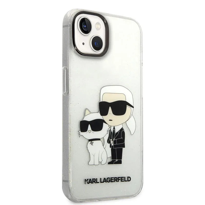 Karl Lagerfeld IML Glitter NFT Karl & Choupette - Dėklas, skirtas iPhone 14 Plus (skaidrus)