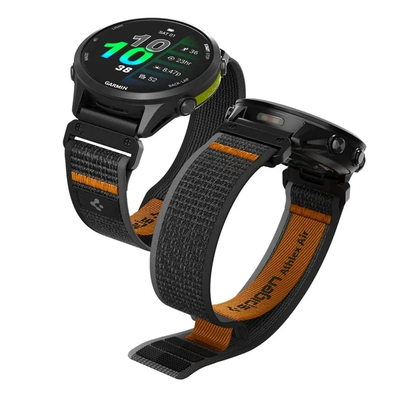 Spigen Athlex Air – „Garmin QuickFit“ dirželis 22 mm (Active Black / Orange)