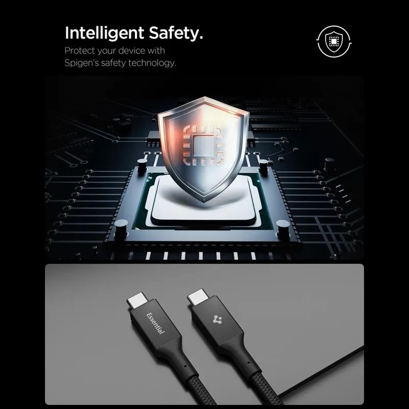 Spigen EB24015CC Essential – USB-C į USB-C PD kabelis 240 W 1,5 m (juodas)