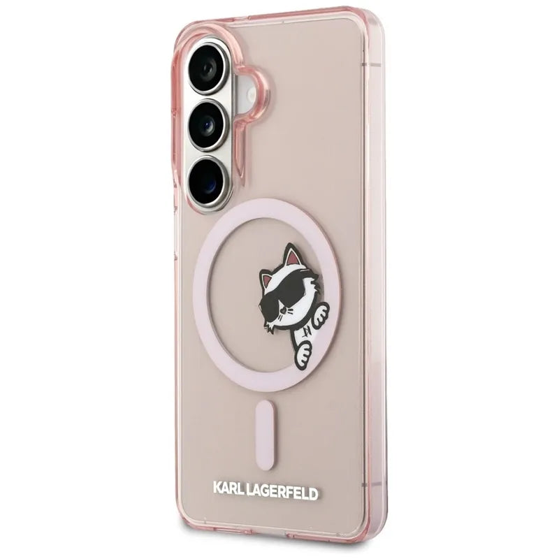 Karl Lagerfeld IML Peekaboo Choupette MagSafe – Samsung Galaxy S26 dėklas (rožinis)