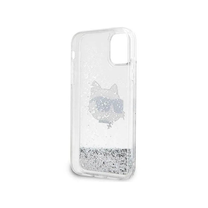Karl Lagerfeld Liquid Glitter NFT Choupette Head - dėklas iPhone 11 (sidabrinis)