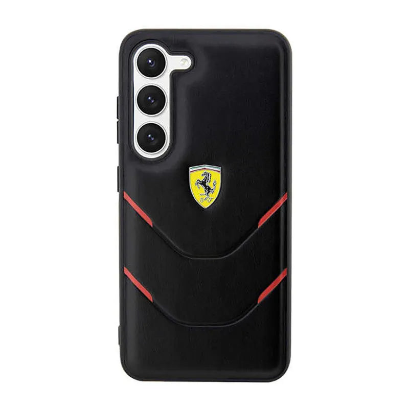 Ferrari Hot Stamp Lines dėklas, skirtas Samsung Galaxy S23+ (juodas)