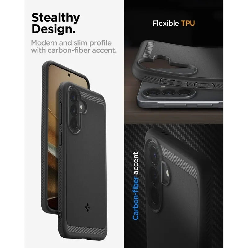 Spigen Rugged Armor – dėklas Samsung Galaxy A57 5G (matinis juodas)
