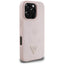 Guess Grained Hot Stamp Peony Triangle Logo MagSafe – Dėklas iPhone 16 Pro (rožinis)