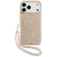 Guess IML Flowers Electro Pearl Strap MagSafe – dėklas iPhone 17 Pro Max (rožinis)