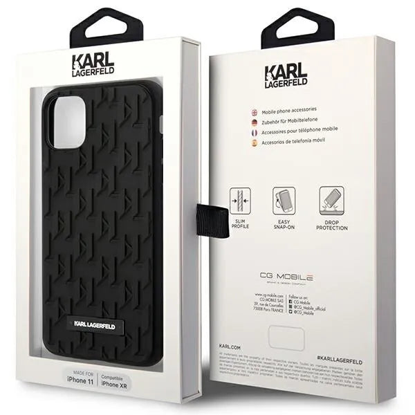 Karl Lagerfeld Monogram 3D Pattern – dėklas iPhone 11 (juodas)