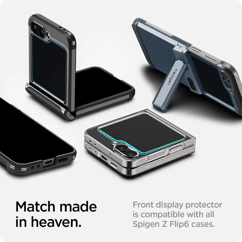Spigen Glas.TR EZ Fit 2 pakuotė - grūdintas stiklas Samsung Galaxy Z Flip 6 / 7 FE telefonams (2 vnt.)