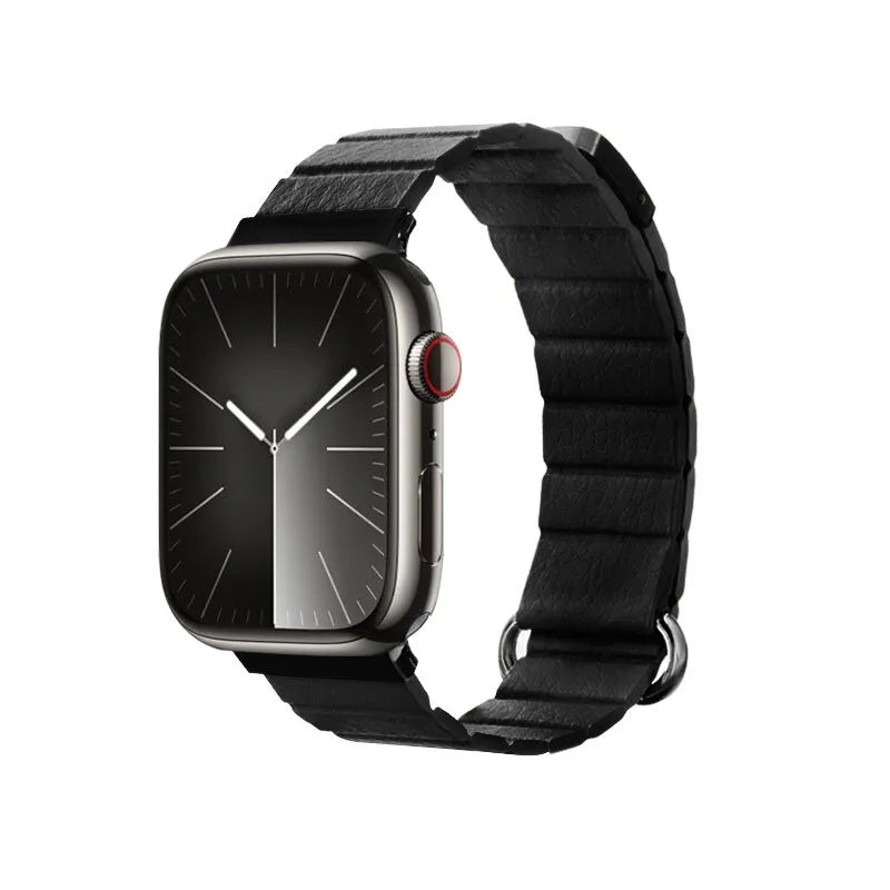 Crong Eclipse – magnetinis odinis Apple Watch dirželis 44/45/46/49 mm (juodas)