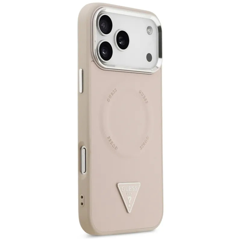 Guess Triangle Logo MagSafe – dėklas iPhone 17 Pro (rožinis)