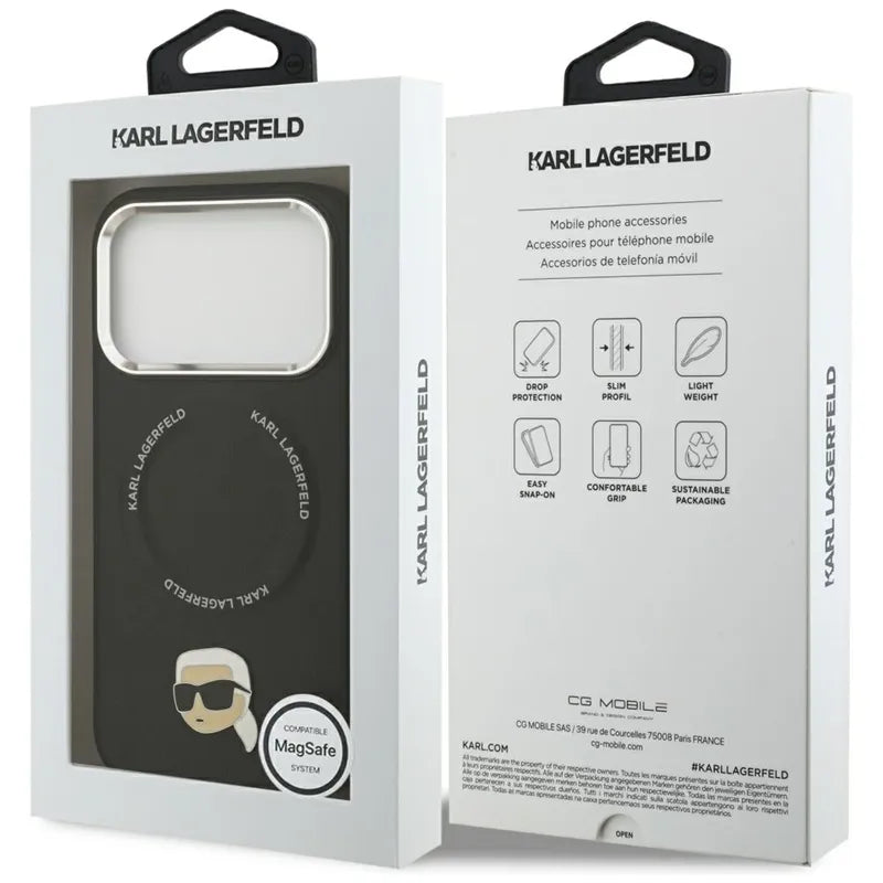 Karl Lagerfeld Karl Pin MagSafe – dėklas iPhone 17 Pro (juodas)