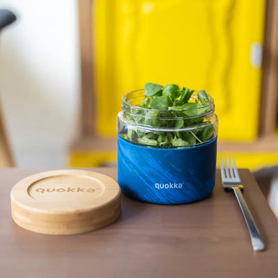 Quokka Deli Food Jar - stiklinis maisto indas / pietų dėžutė 820 ml (medžio raštas)