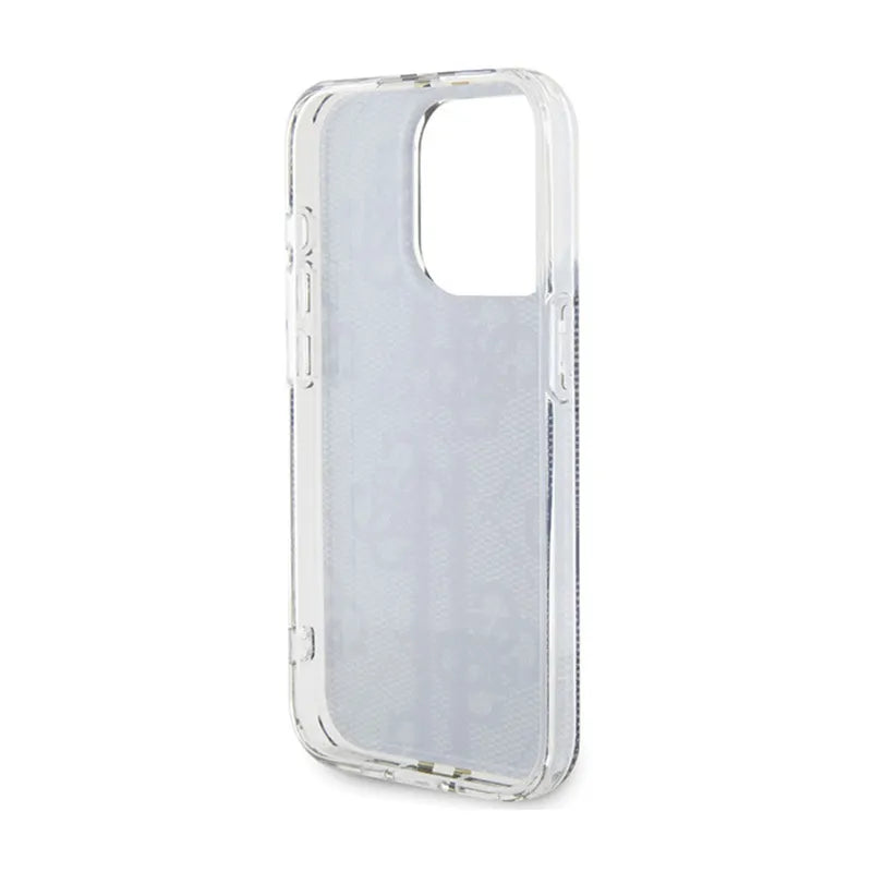 Guess IML 4G Gold Stripe dėklas iPhone 15 Pro (juodas)