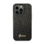 Guess Glitter Flakes Metal Logo dėklas – dėklas, skirtas iPhone 14 Pro (juodas)