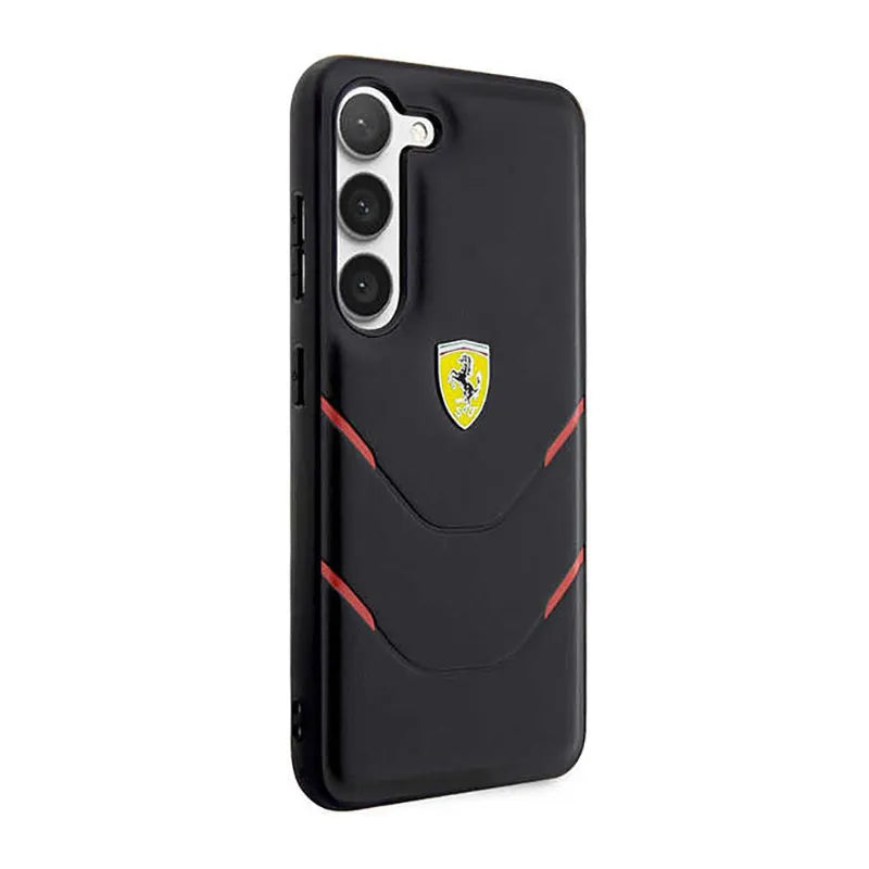 Ferrari Hot Stamp Lines dėklas, skirtas Samsung Galaxy S23+ (juodas)