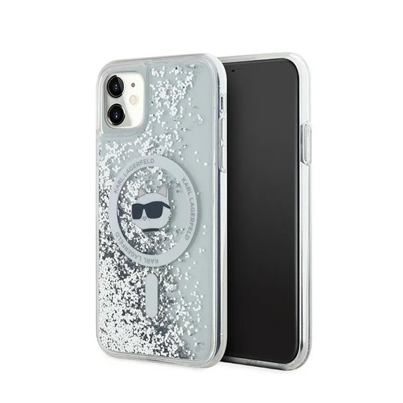 Karl Lagerfeld Liquid Glitter Choupette Head MagSafe – „iPhone 11“ dėklas (skaidrus)
