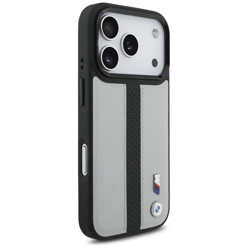 BMW M Perforated Stripe Logo MagSafe – iPhone 17 Pro dėklas (pilkas)